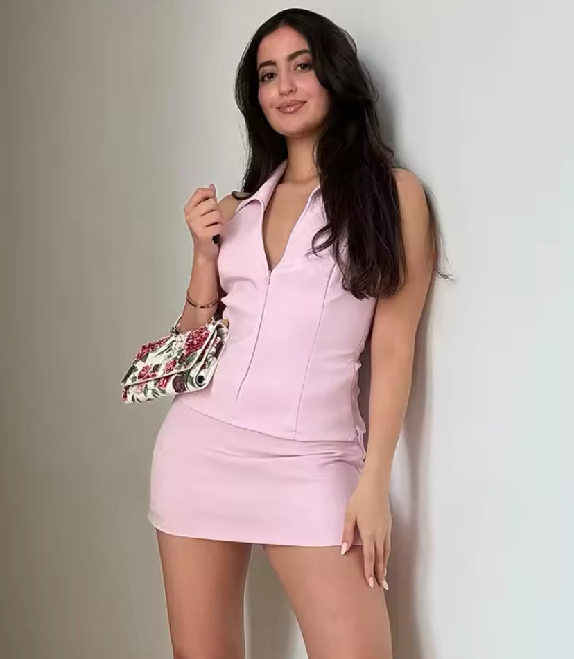 Pink Waistcoat & Shorts Co-ord