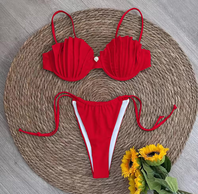 Shell Cup Pearl Detail Bikini