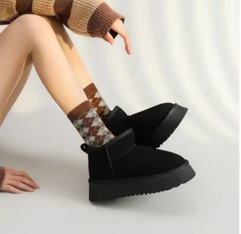 Fur Lined Winter Suede Ankle Boots