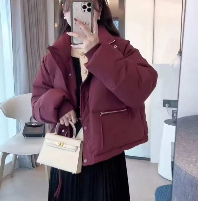 Collared Zip Up Puffer Jacket