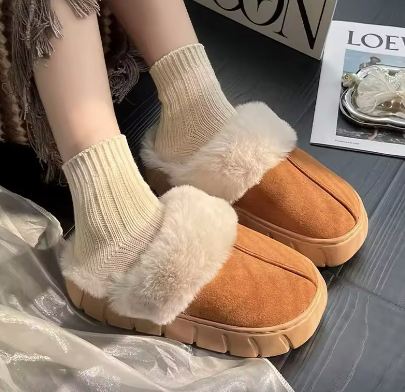 Platform Slip On Fluffy Winter Boots