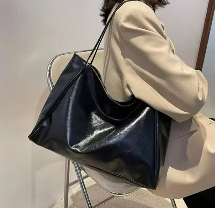 Large Faux Leather Tote Bag
