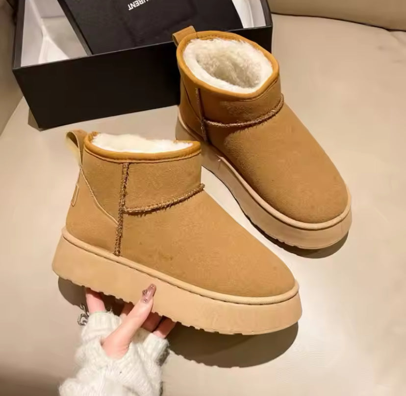 Fur Lined Winter Suede Ankle Boots