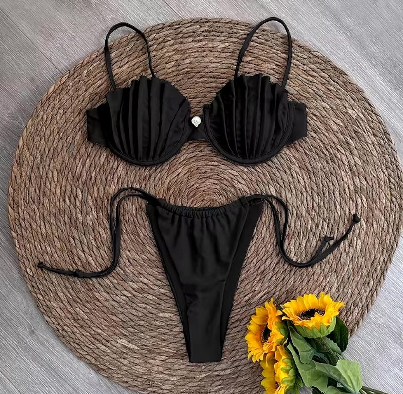 Shell Cup Pearl Detail Bikini