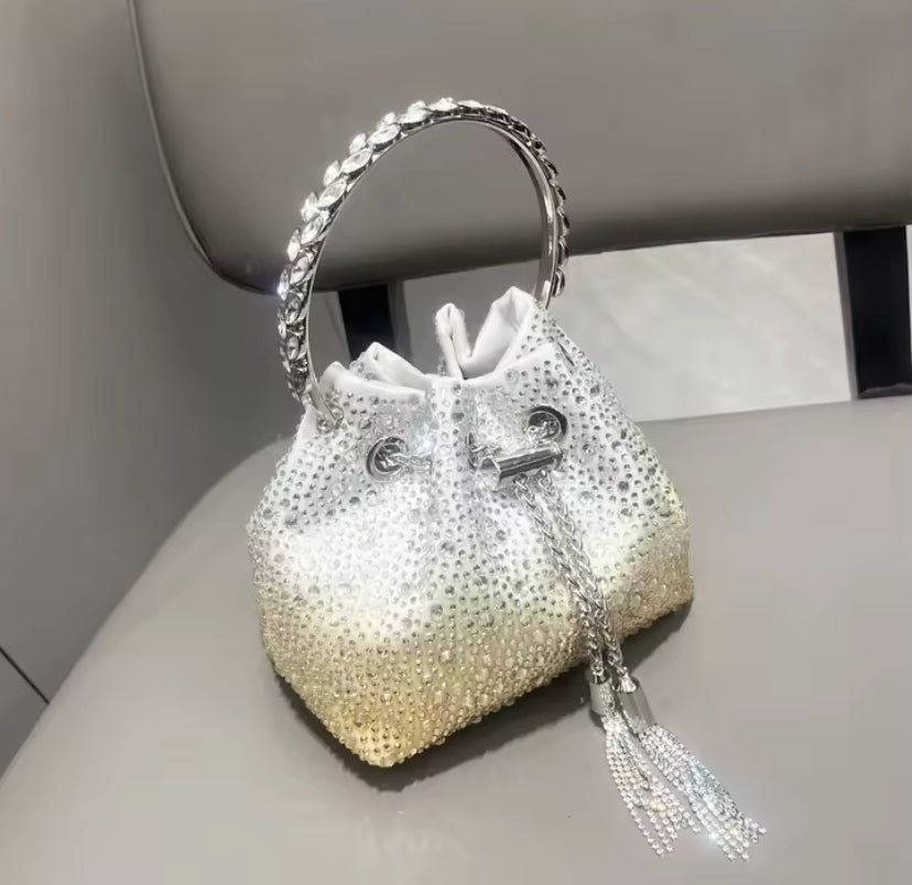 Water Droplets Effect Sparkly Tie Up Handbag