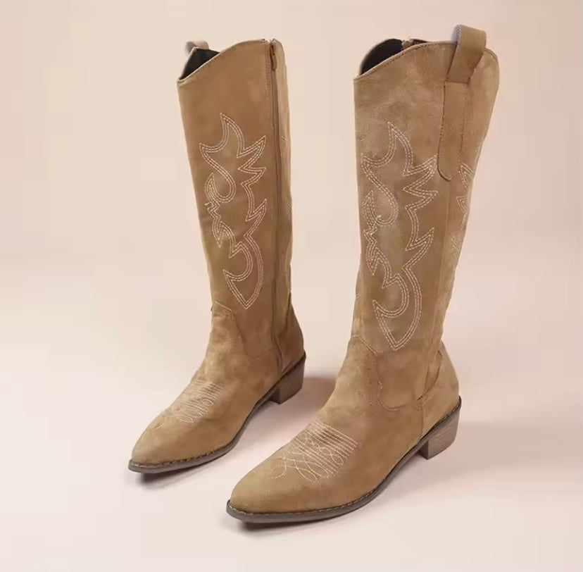 Faux Leather Cowboy Boots