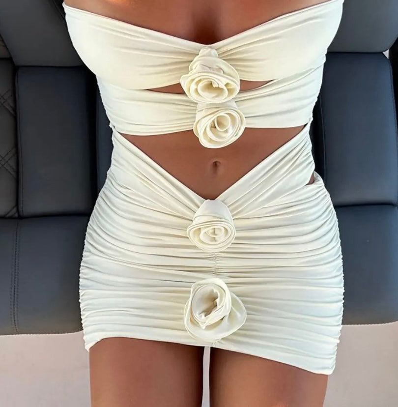 Two Piece Flower Detail Swimsuit