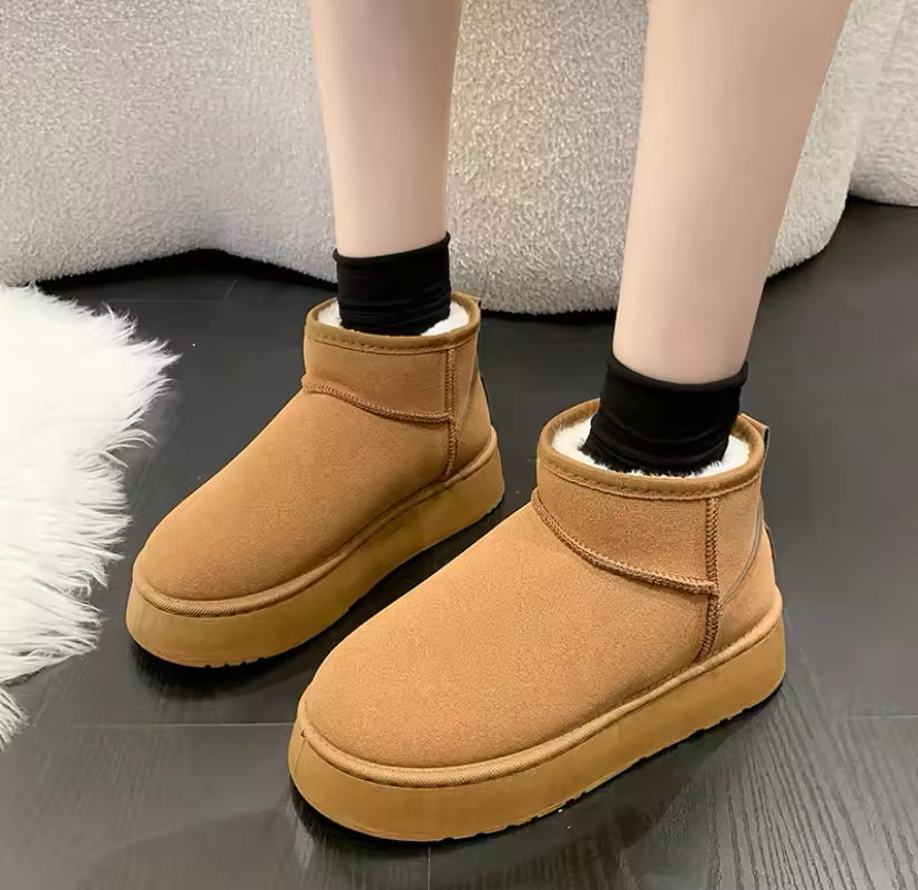 Fur Lined Winter Suede Ankle Boots