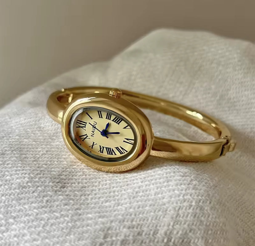 Sleek Oval Bangle Watch