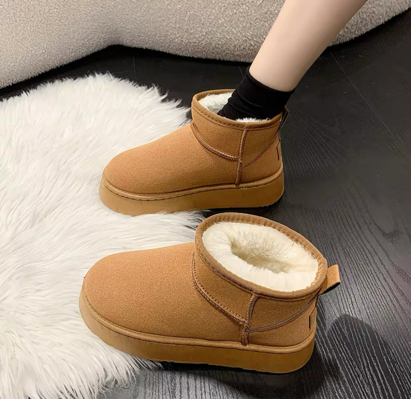 Fur Lined Winter Suede Ankle Boots