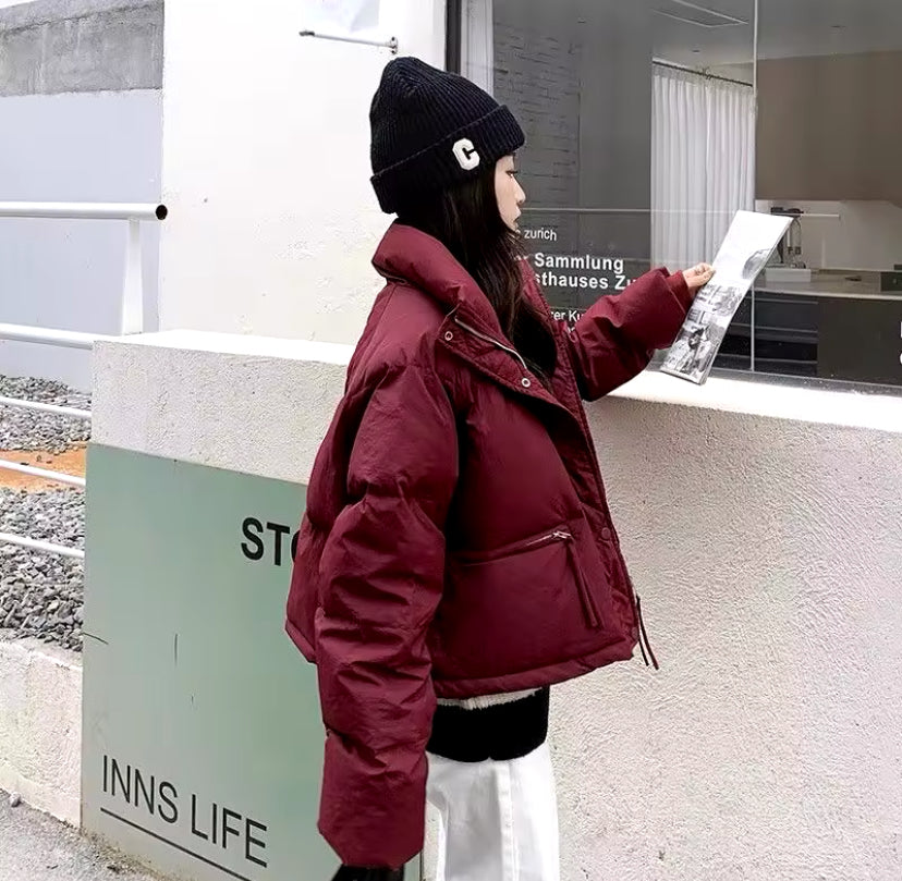 Collared Zip Up Puffer Jacket