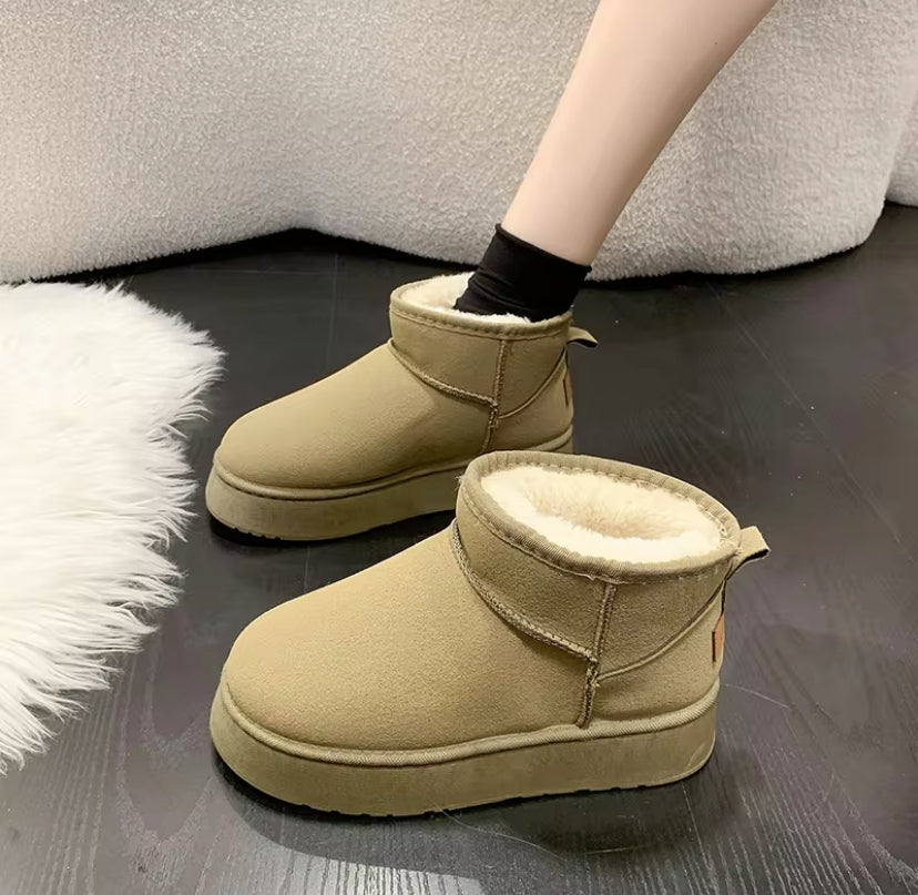 Fur Lined Winter Suede Ankle Boots