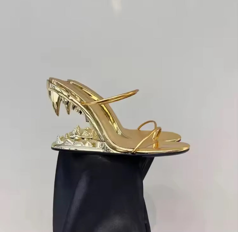 Vampire Teeth Metallic Heels