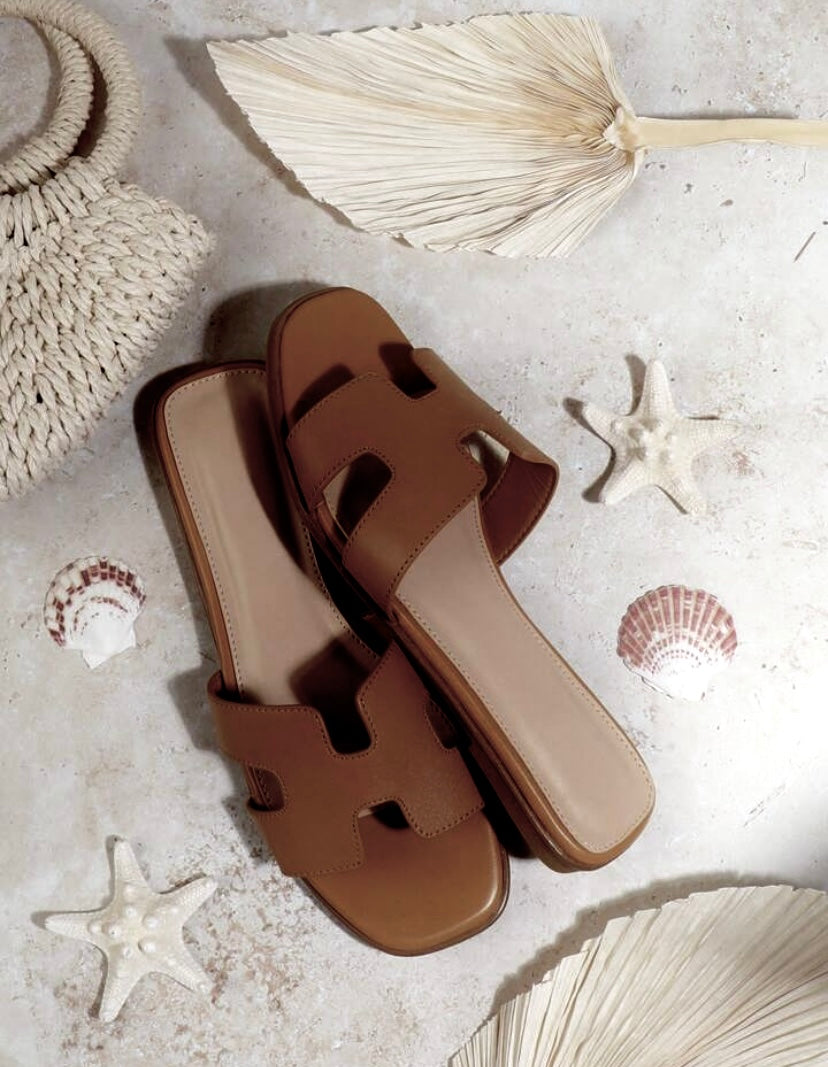 Open Toe Sliders Slip On Flat Shoes