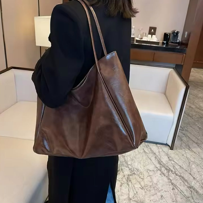 Large Faux Leather Tote Bag