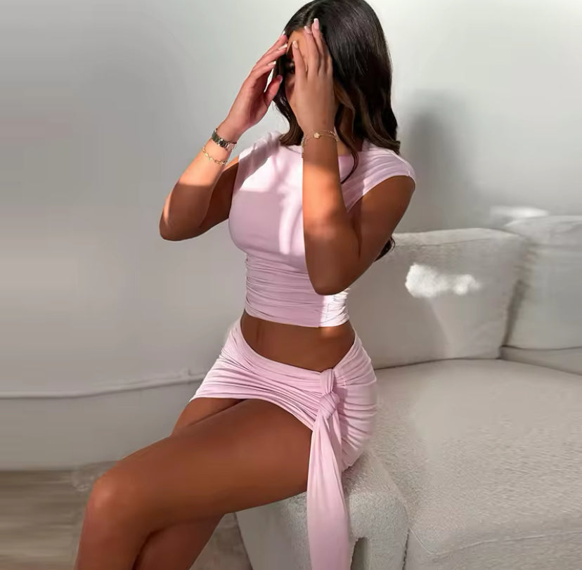 Ruched Hanging Knot Detail Co-Ord
