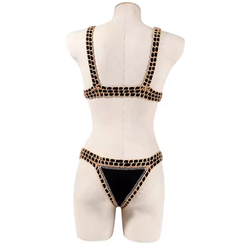 Reversible Crochet Seam Triangle Bikini