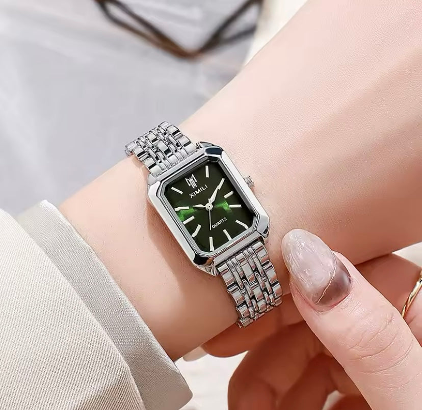 Gold & Silver Square Face Quartz Watch