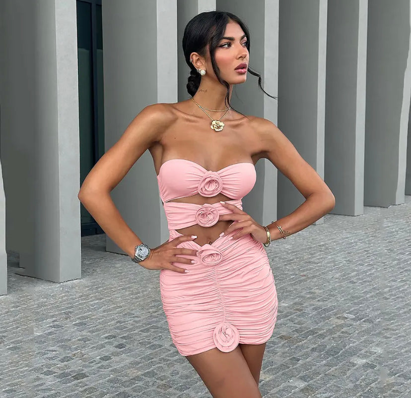 Two Piece Flower Detail Swimsuit