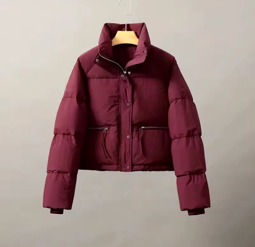 Collared Zip Up Puffer Jacket