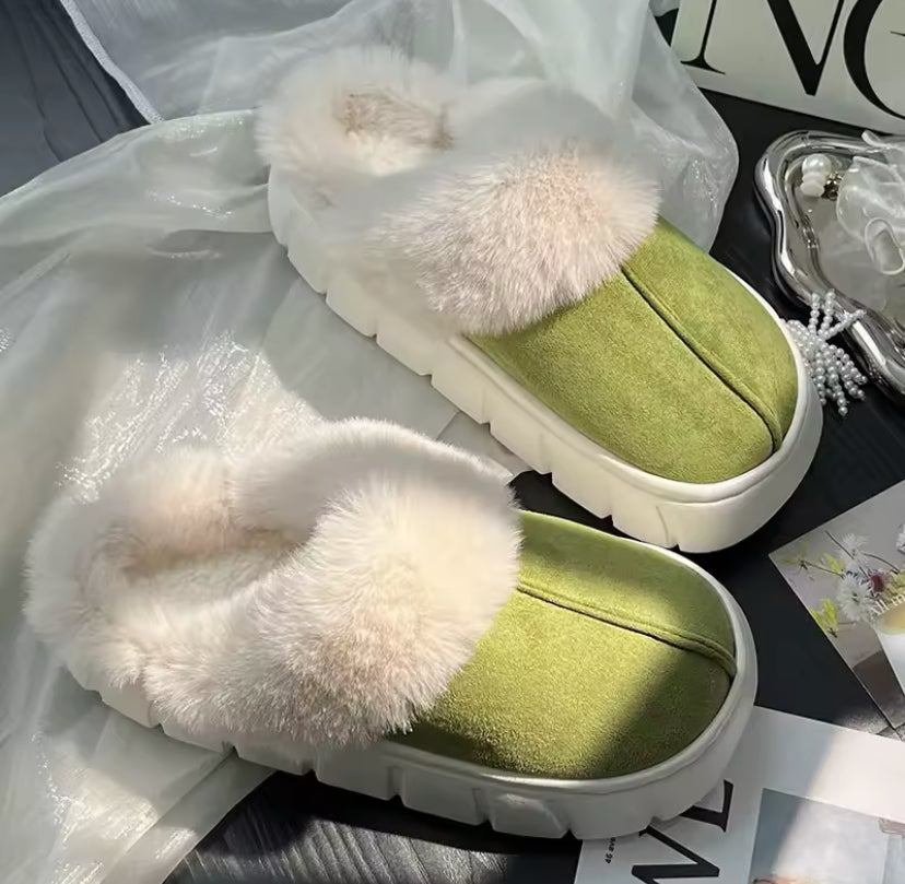 Platform Slip On Fluffy Winter Boots