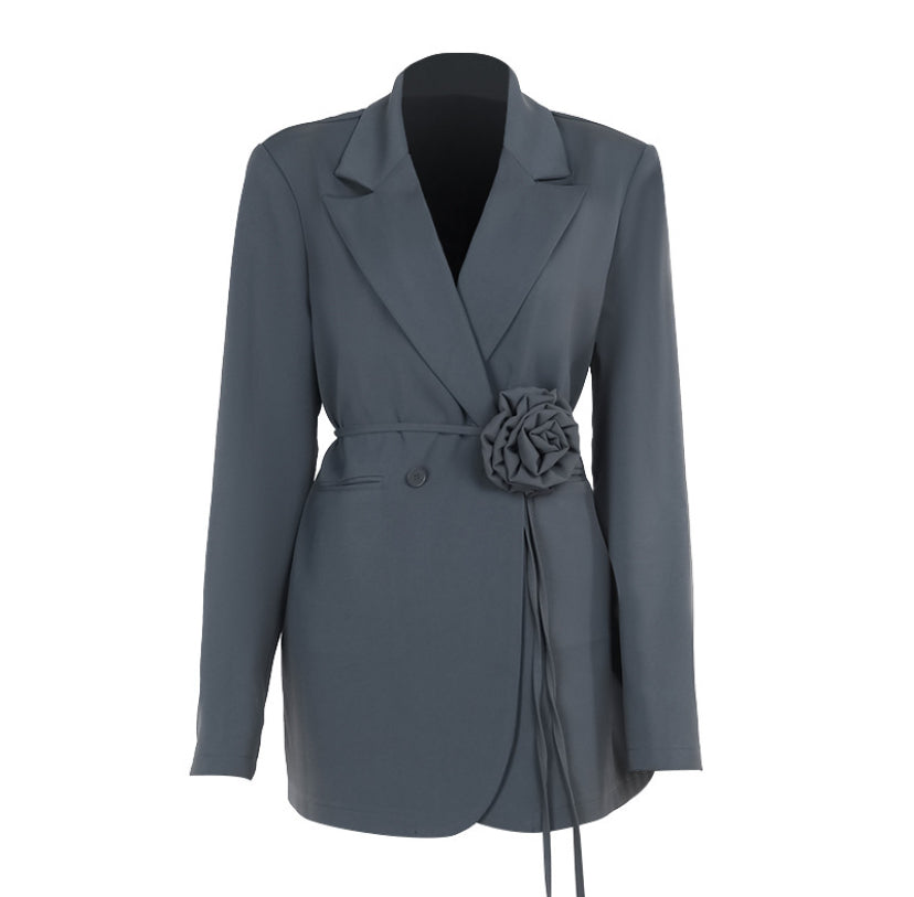 Flower Detail Belt Blazer