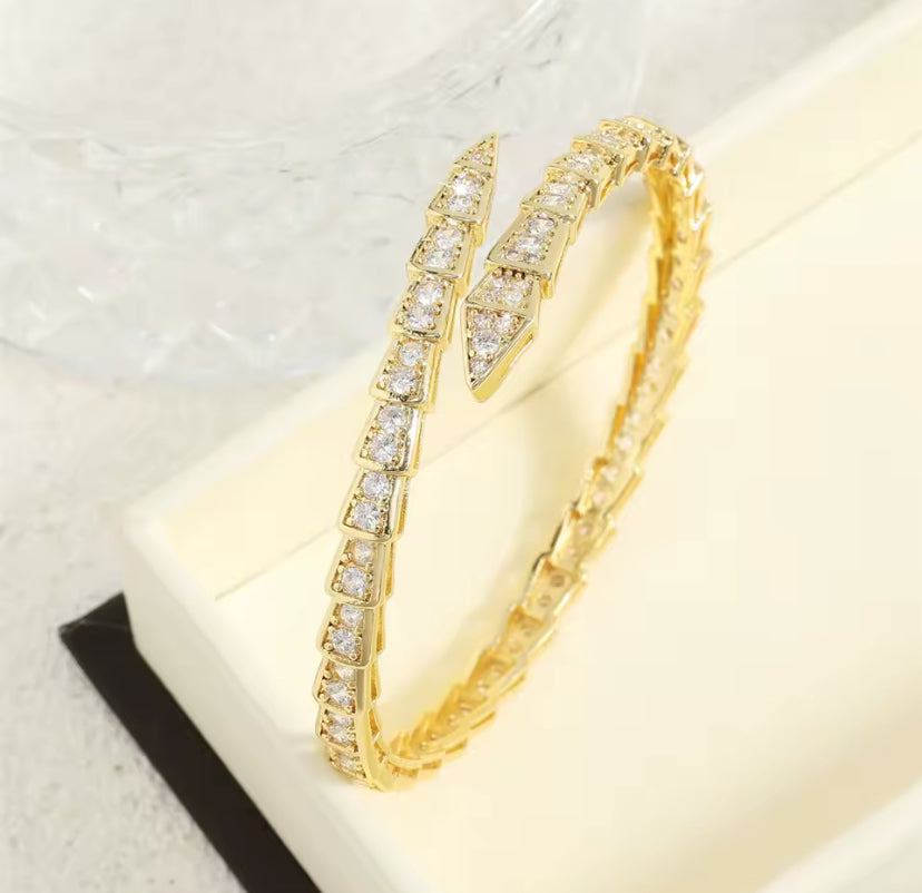 Sparkly Diamanté Snake Style Bracelet and Ring Set