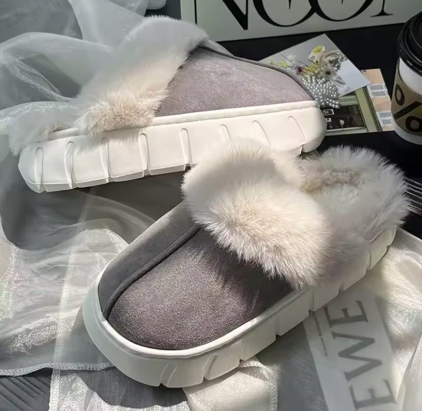 Platform Slip On Fluffy Winter Boots