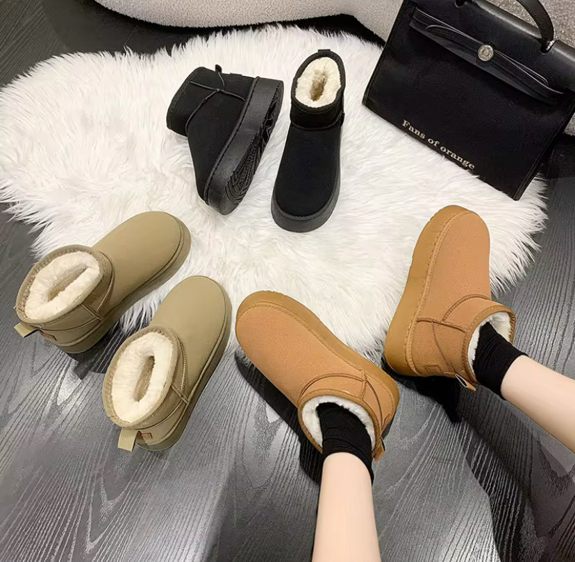 Fur Lined Winter Suede Ankle Boots