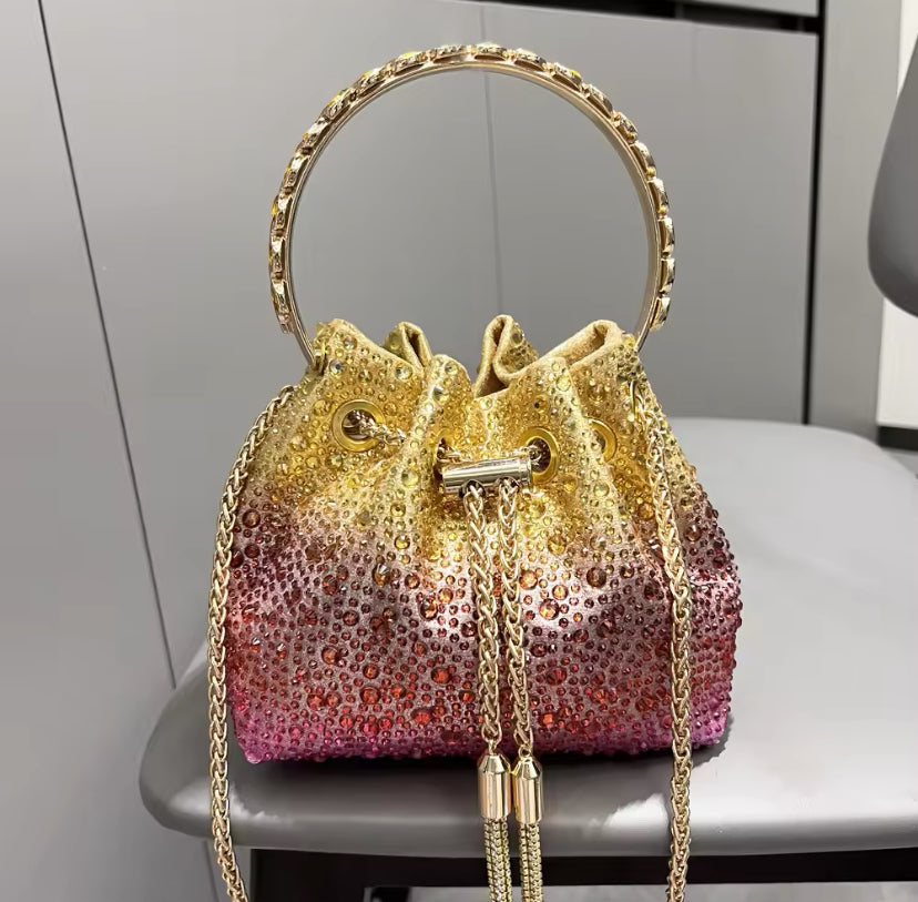 Water Droplets Effect Sparkly Tie Up Handbag