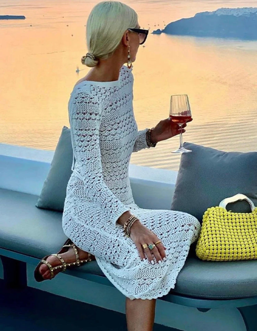 Backless White Crochet Beach Dress