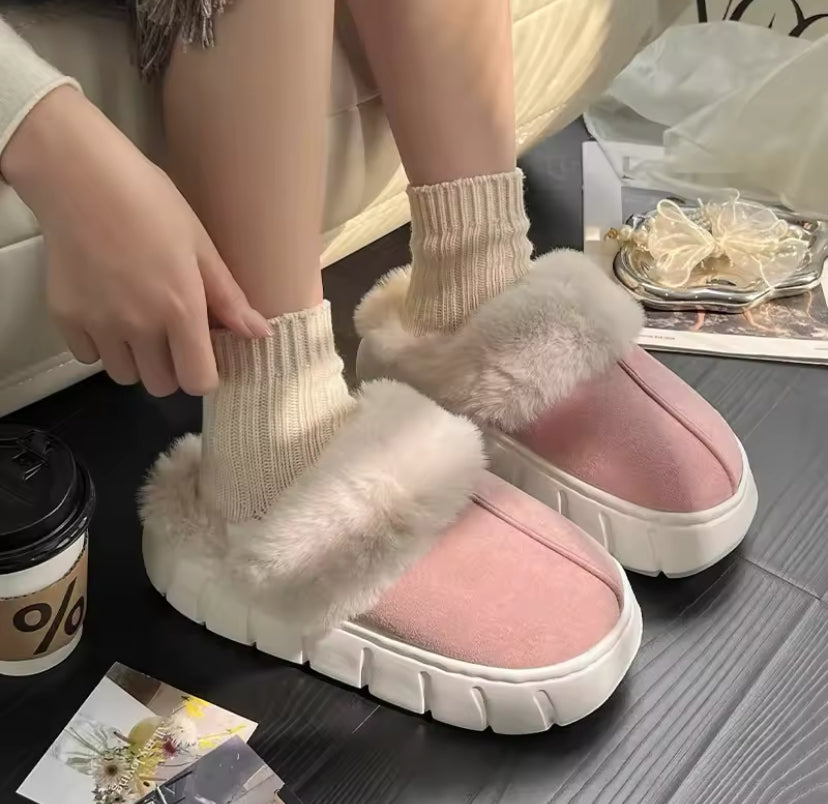 Platform Slip On Fluffy Winter Boots
