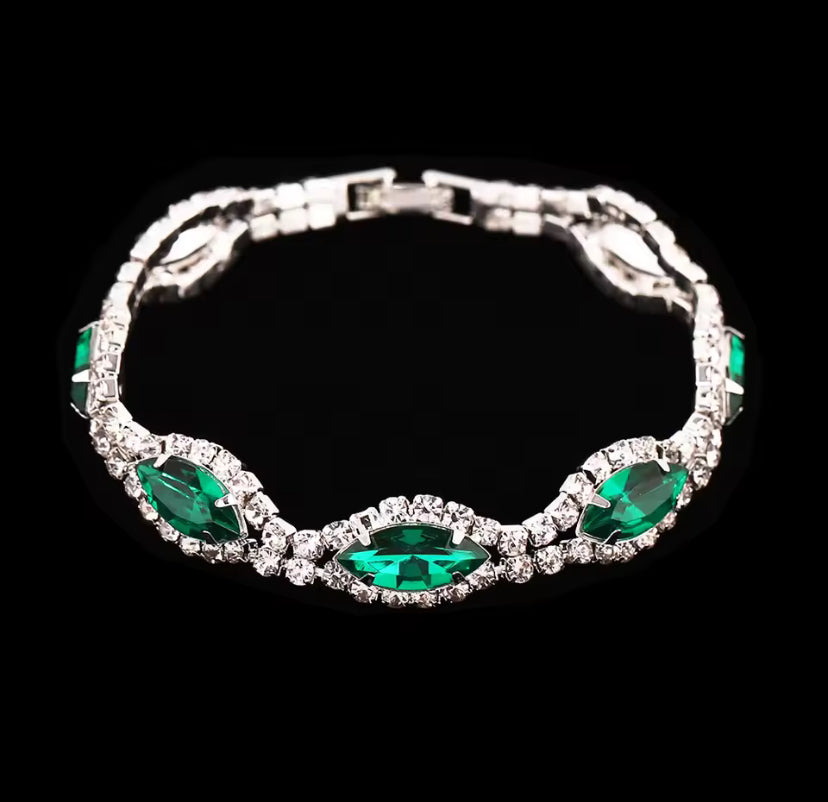 Colourful Crystal Necklace, Earrings & Bracelet Set