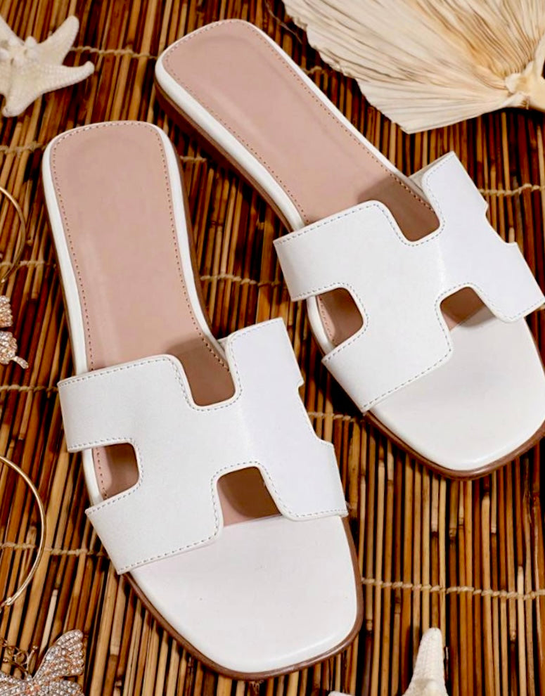 Open Toe Sliders Slip On Flat Shoes
