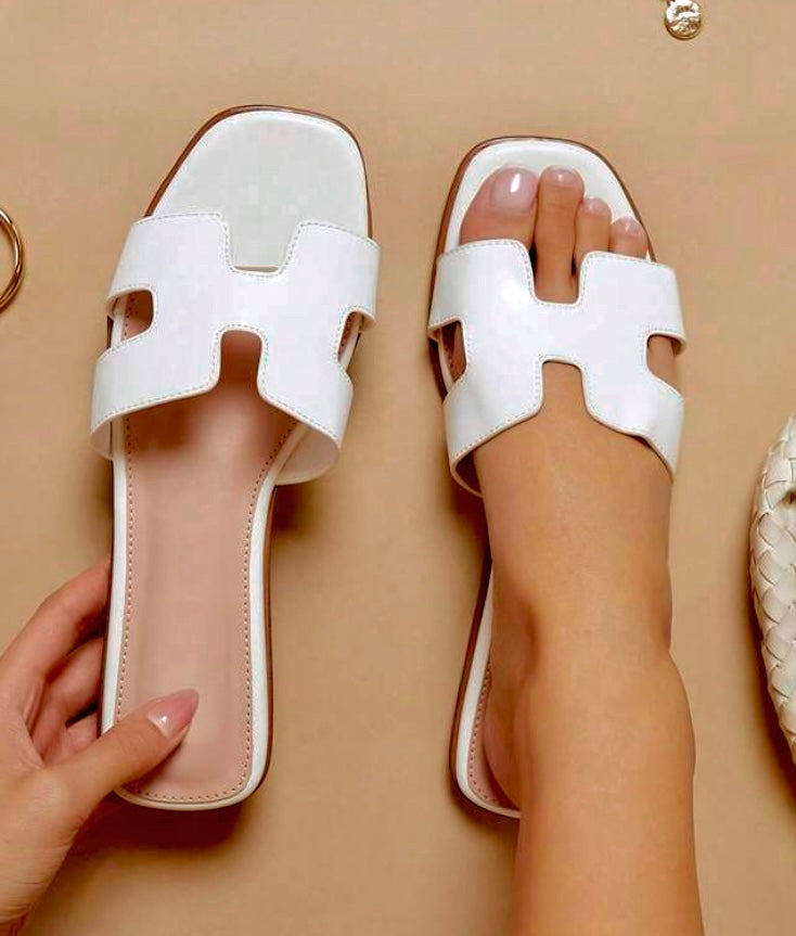 Open Toe Sliders Slip On Flat Shoes