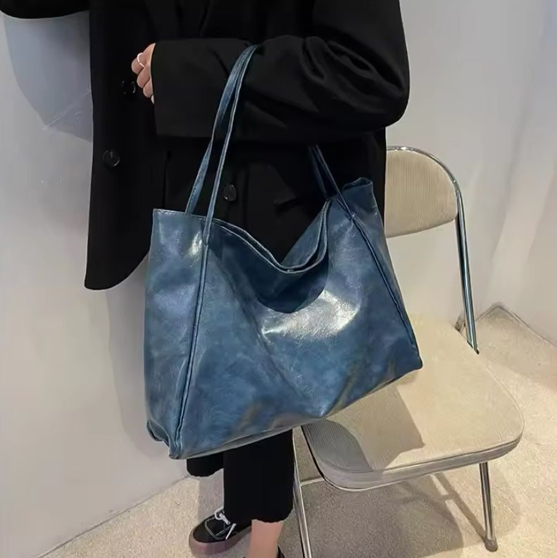 Large Faux Leather Tote Bag