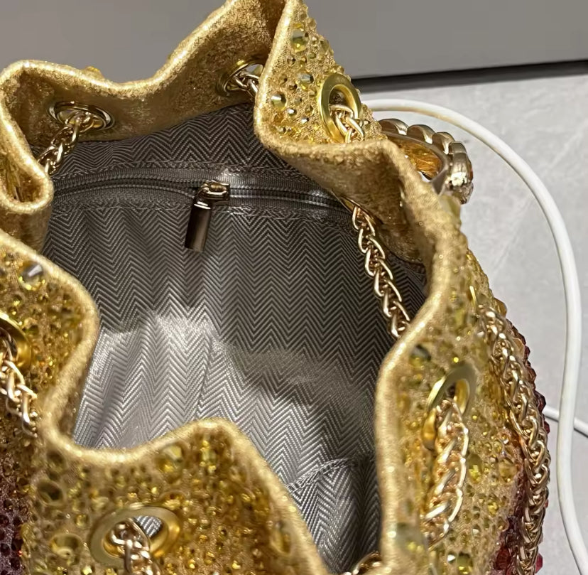 Water Droplets Effect Sparkly Tie Up Handbag