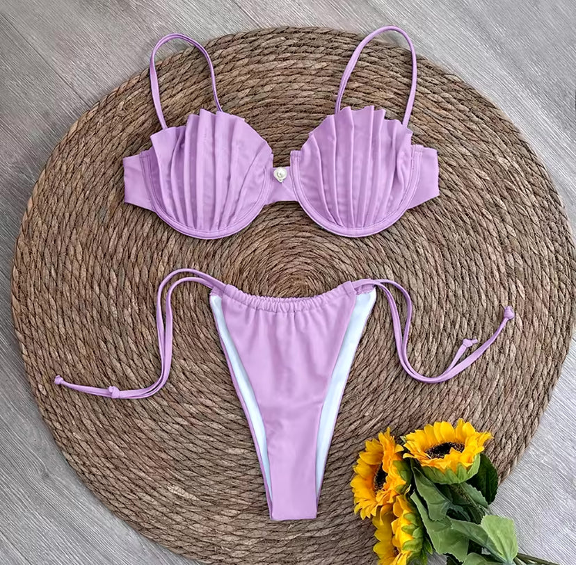 Shell Cup Pearl Detail Bikini