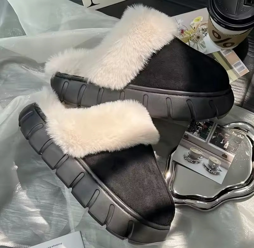 Platform Slip On Fluffy Winter Boots