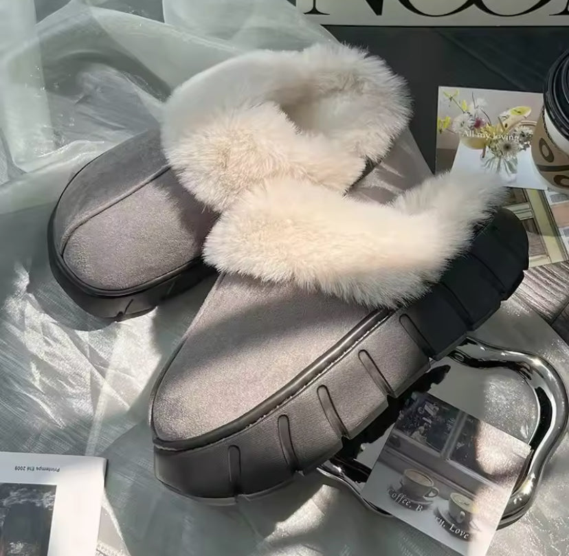 Platform Slip On Fluffy Winter Boots