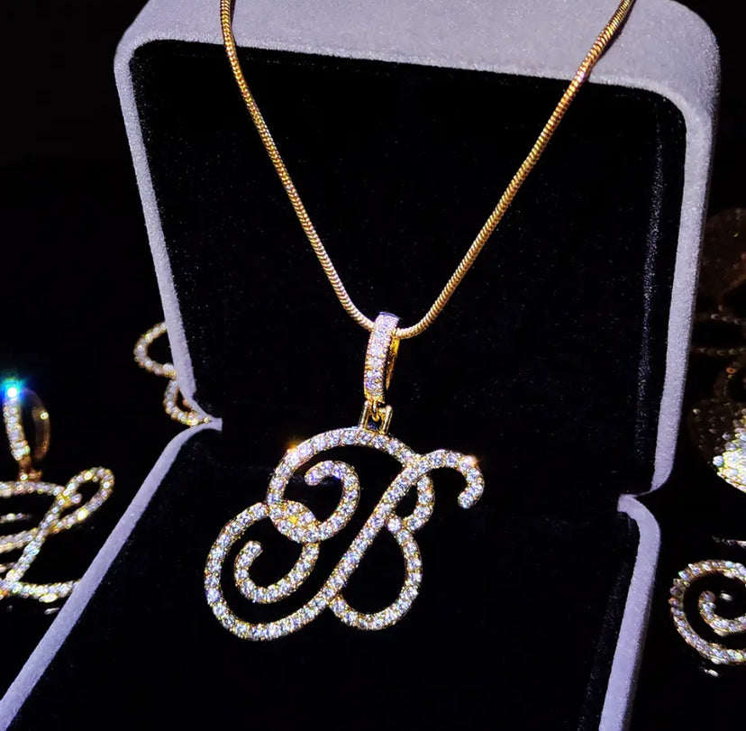 Cursive Letter Initial Pendant Necklace