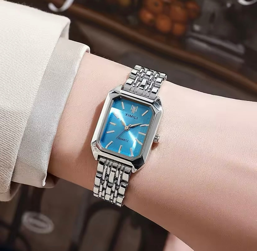 Gold & Silver Square Face Quartz Watch