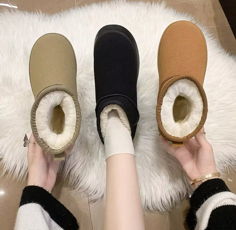 Fur Lined Winter Suede Ankle Boots