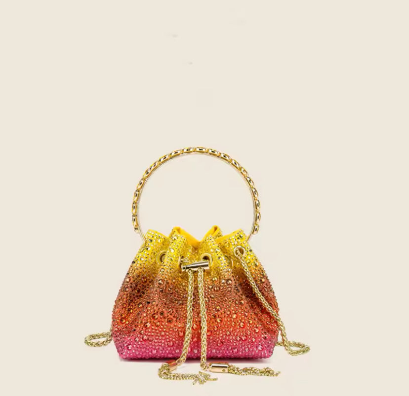 Water Droplets Effect Sparkly Tie Up Handbag