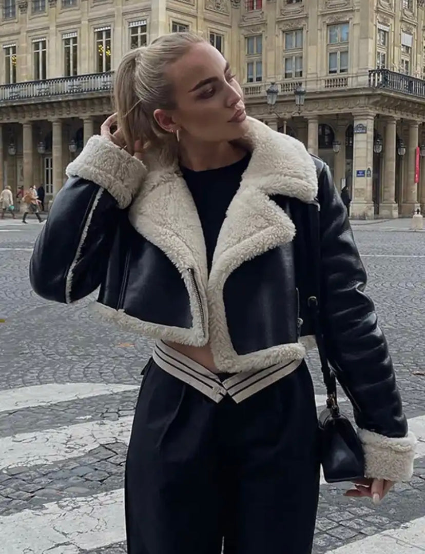 Wool Faux Leather Jacket