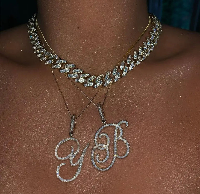 Cursive Letter Initial Pendant Necklace