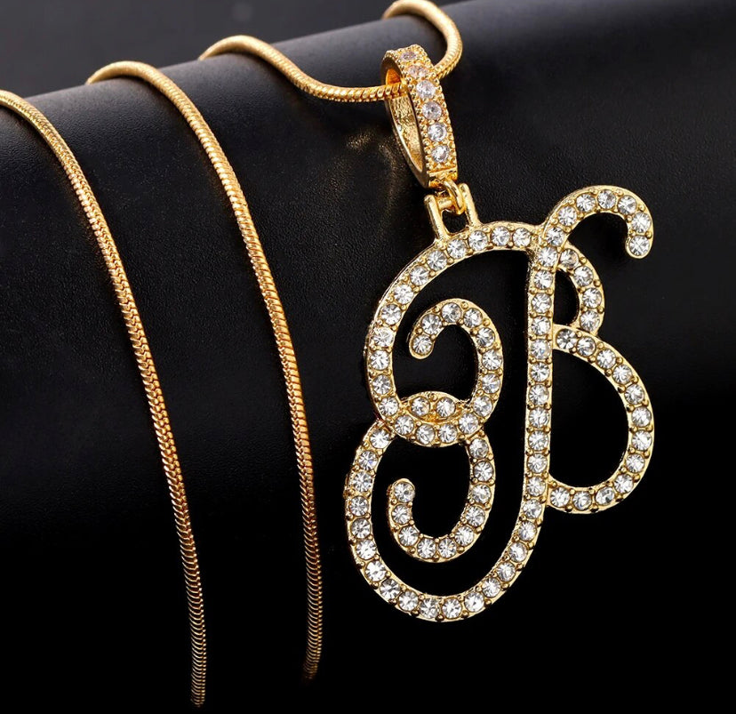 Cursive Letter Initial Pendant Necklace