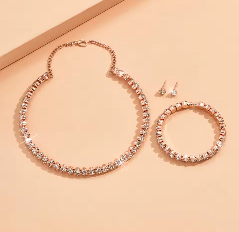 Sparkly Gemstone Bracelet, Necklace & Earrings Set