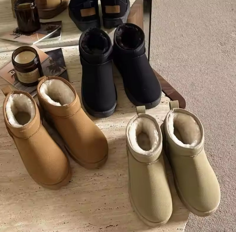 Fur Lined Winter Suede Ankle Boots