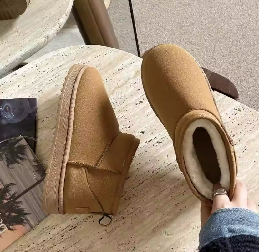 Fur Lined Winter Suede Ankle Boots